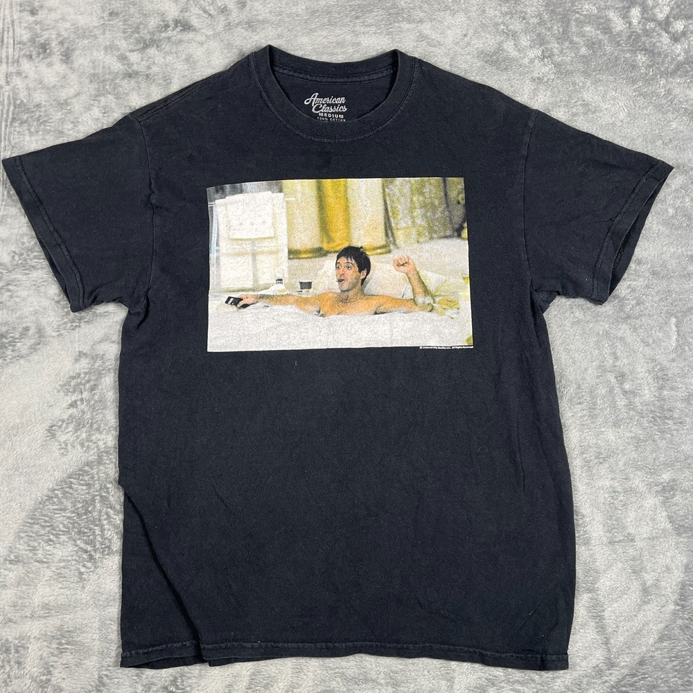 American Classics T Shirt Mens Medium Black Tony Montana Graphic Print Cotton
